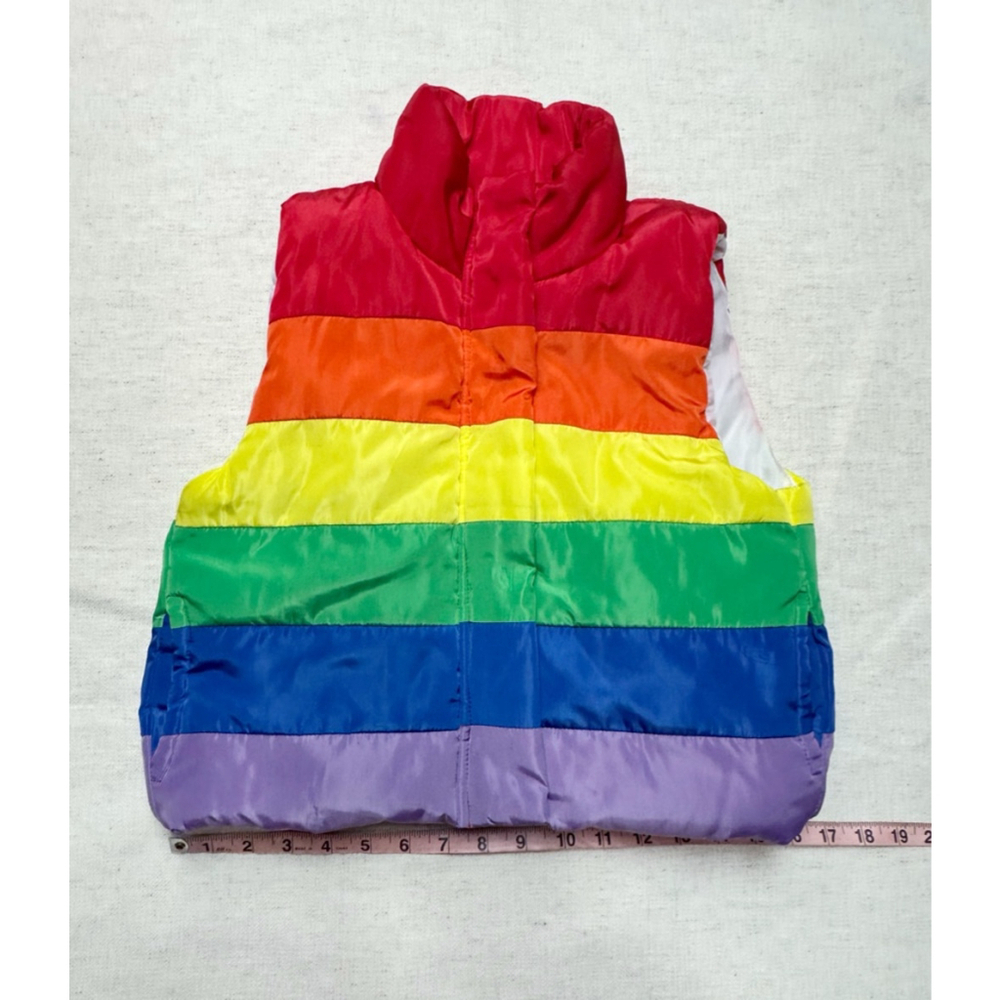 Mud Kingdom Kids Unisex Rainbow Puffer Vest Full Zip Size 130 Colorful Fun Fall - Picture 2 of 7